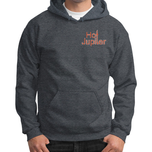 Gildan Hoodie (on man) Dark heather Green World Productions