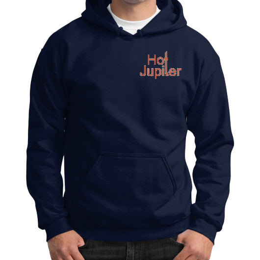 Gildan Hoodie (on man) Navy Green World Productions