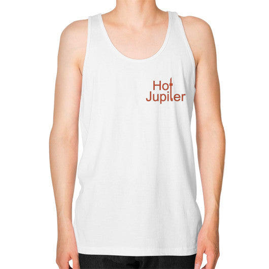Unisex Fine Jersey Tank (on man) White Green World Productions