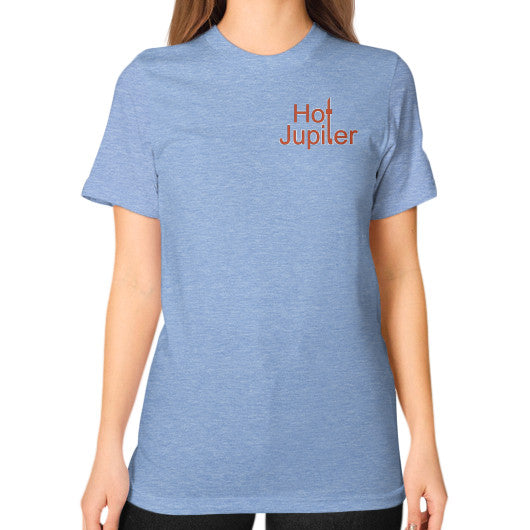 Unisex T-Shirt (on woman) Tri-Blend Blue Green World Productions