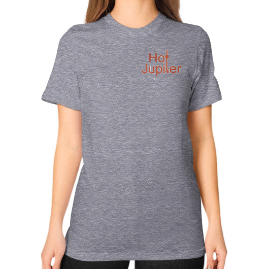 Unisex T-Shirt (on woman) Tri-Blend Grey Green World Productions
