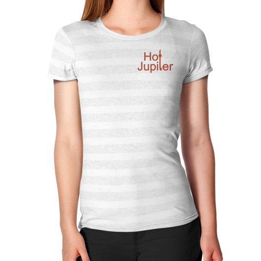 Women's T-Shirt Ash White Stripe Green World Productions