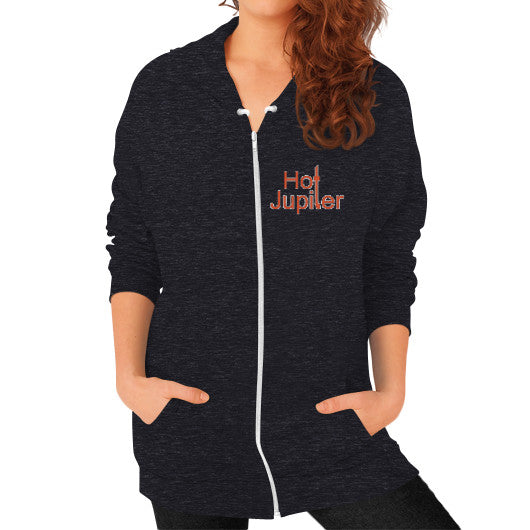 Zip Hoodie (on woman) Tri-Blend Black Green World Productions